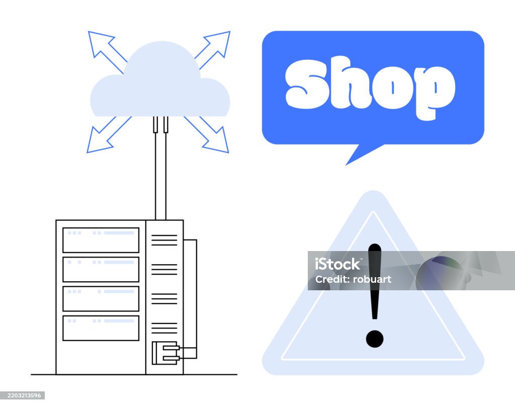 Cloud Computing Risks Cartoon Cloud Computing In Ecommerce And Its Risks Stock Illustration ...
