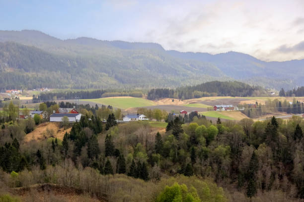 istock Agricultural area Bratsberg in the spring, Norway 2203213694