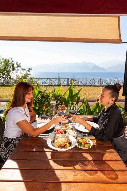 istock Two friends toasting at lunch 2203216096