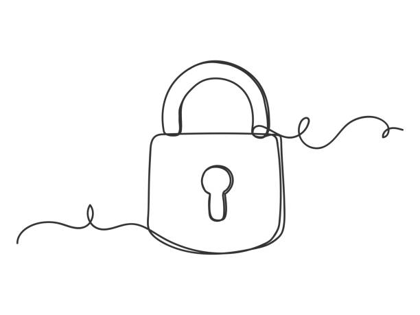 Continuous one line shape padlock icon isolated. Continuous one line shape padlock icon isolated vector illustration on white background. lock stock illustrations