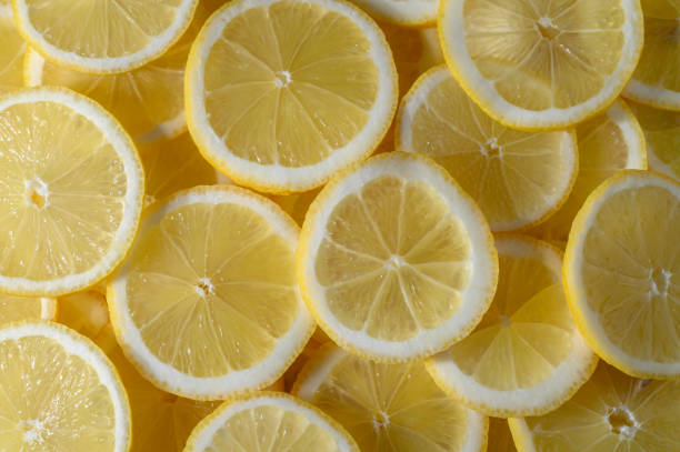 istock Bright and vibrant lemon slices arranged in a delightful display for culinary inspiration 2203218000