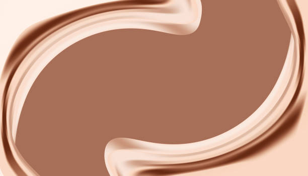 istock Abstract brown Mocha color background with waves. Chocolate cream backdrop. Luxury card. Coffee color gradient. Banner, poster. template. Copy space. Modern pop art wallpaper. Flyer. Swirl. 2203225114
