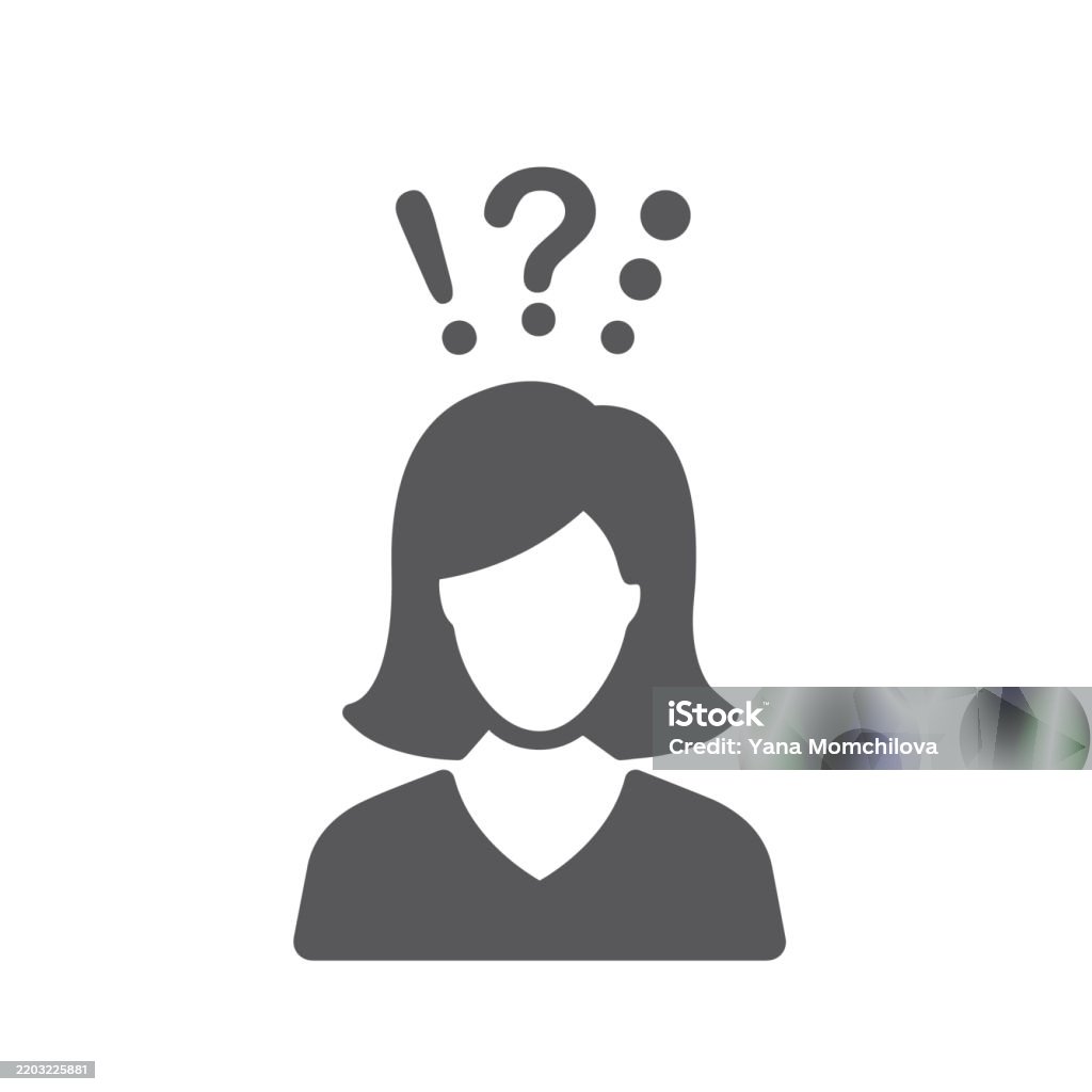Question Sign Woman Thinking Woman With Question Marks Stock Illustration - Download Image ...