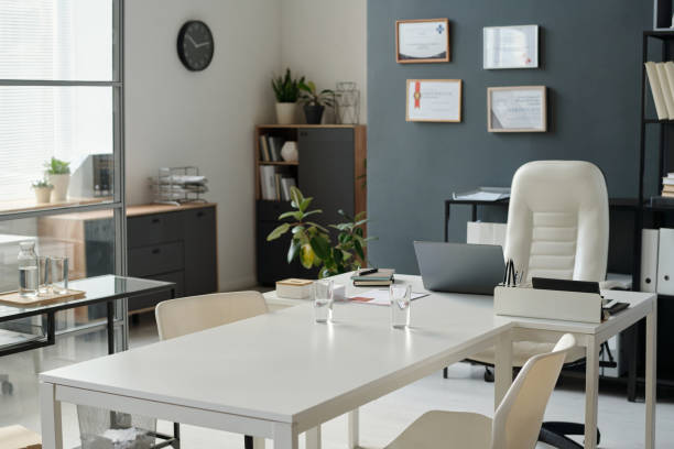 istock Meeting Room in Empty Office in Black White Design 2203229400