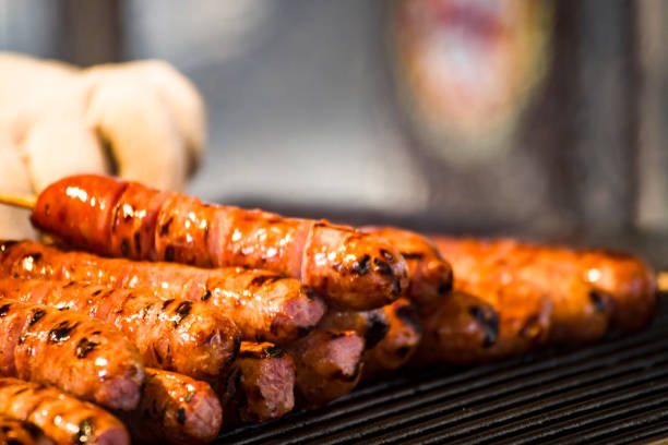 istock Traditional snack, fragrant grilled sausage 2203230178