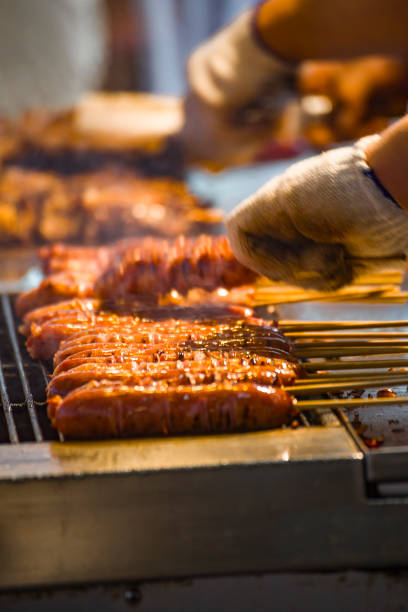 istock Traditional snack, fragrant grilled sausage 2203230335