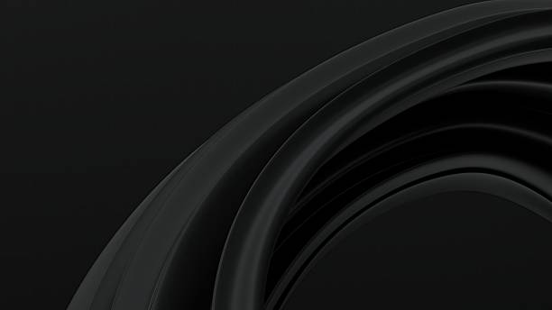 istock An abstract background of elegant and modern 3D rendering featuring a black matte surface, exuding a chic atmosphere and a sense of luxury with curved artistic elements. 2203232331