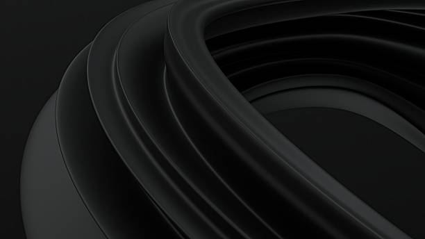 istock An abstract background with a black matte surface, exuding a chic atmosphere with delicate, modern artistic linear elements, elegantly rendered in 3D. 2203232607