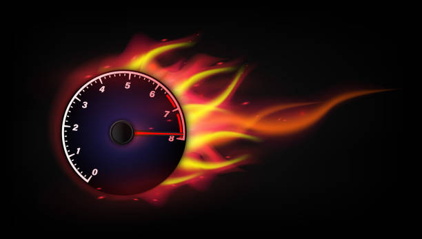 istock Speed of flaming speedometer for racing event. vector eps10 2203232725