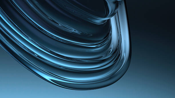 istock Delicate Elegant Modern 3D Rendering Abstract Background Made of Curved Blue Glass Board Dark Background Curves 2203233749