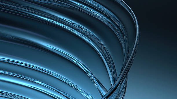 istock Blue glass wavy plate Dark background modern curve Luxury artistic Elegant Modern 3D Rendering abstract background 2203235211