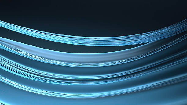 istock Blue Glass Wavy Board Dark Background Luxury Contemporary Curve Elegant Modern 3D Rendering Abstract Background 2203236588