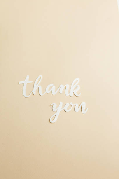 istock Thank you message in elegant calligraphy on soft beige background 2203241241