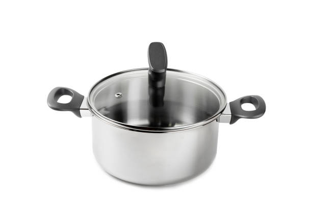 istock Stainless steel saucepan isolated on white background. Modern saucepan. Kitchen utensils. Cooking pan. Cooking concept. Mockup 2203242429
