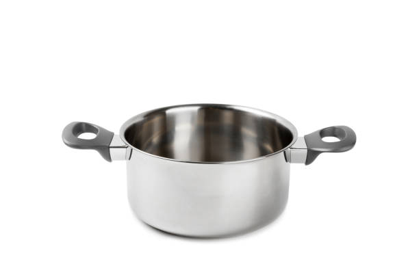 istock Stainless steel saucepan isolated on white background. Modern saucepan. Kitchen utensils. Cooking pan. Cooking concept. Mockup 2203242474