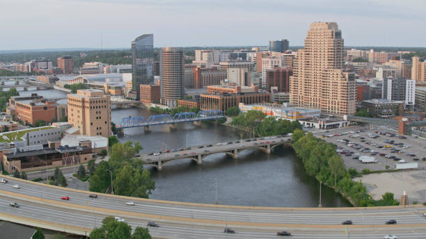 istock Grand Rapids Cityscape with Bridges and River at Daytime 2203243692