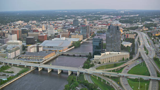 istock Grand Rapids Downtown Skyline with Bridges and Highway Intersections 2203243710