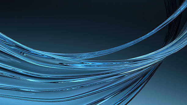 istock Blue glass undulating plate Modern art created with luxurious curves on dark background Elegant and modern 3D Rendering abstract background 2203245118