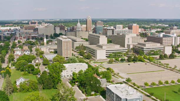 istock Downtown Lansing Michigan Aerial View with Urban Architecture 2203245479