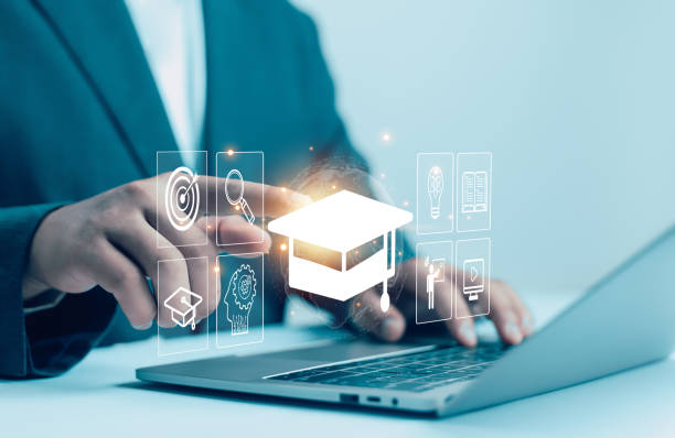 istock E-learning education concept, internet lessons and online webinar.  who attends online lessons on a digital Education  learning online with webinar, 2203246267