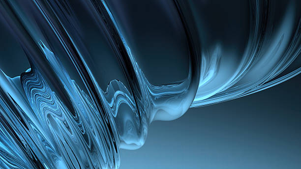 istock Blue glass undulating board Dark background modern art curves Elegant and Modern 3D Rendering abstract background 2203246311