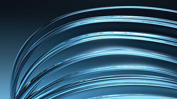 istock Blue glass wavy plate Luxurious curve drawn by dark background curve Elegant and modern 3D Rendering abstract background 2203246638