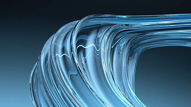 istock Blue glass undulating board Dark background curve modern art Elegant Modern 3D Rendering abstract background 2203246726
