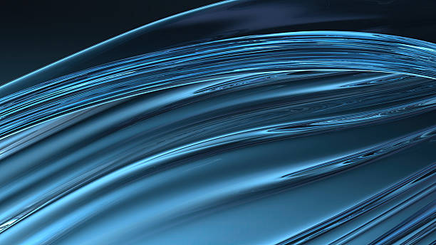 istock Blue glass wavy plate Dark background modern curve luxury art Elegant Modern 3D Rendering abstract background 2203246823