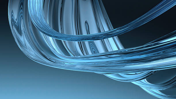 istock Elegant and Modern 3D Rendering Abstract Background with Blue Glass Wavy Planks Dark Background Contemporary Curve Artistry 2203247925