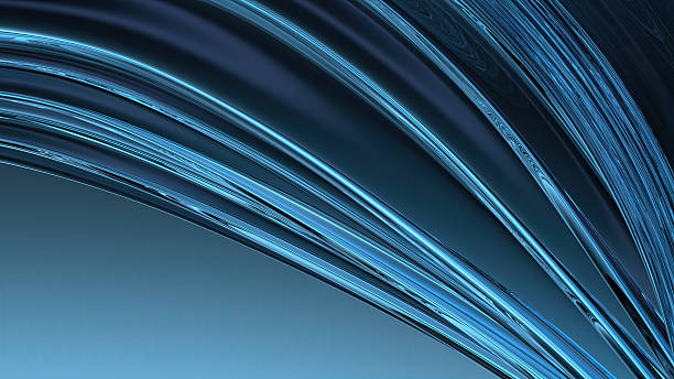 Blue glass wavy plate Dark background modern art delicacy Curve Elegant Modern 3D Rendering abstract background