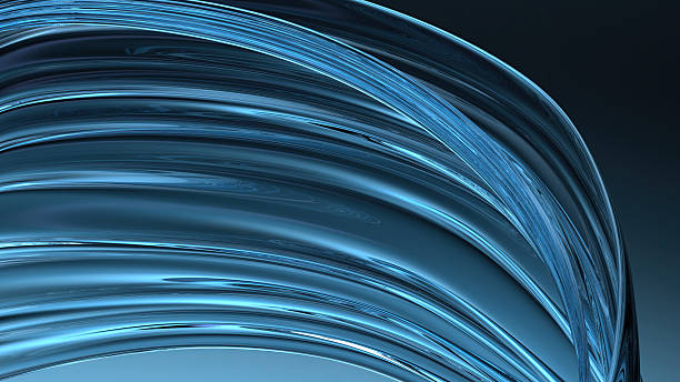 istock Blue glass wavy plate Dark background delicate luxury design Elegant Modern 3D Rendering abstract background 2203252281