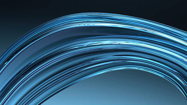istock Blue glass wavy plate Dark background luxury curve art Elegant Modern 3D Rendering abstract background 2203252419