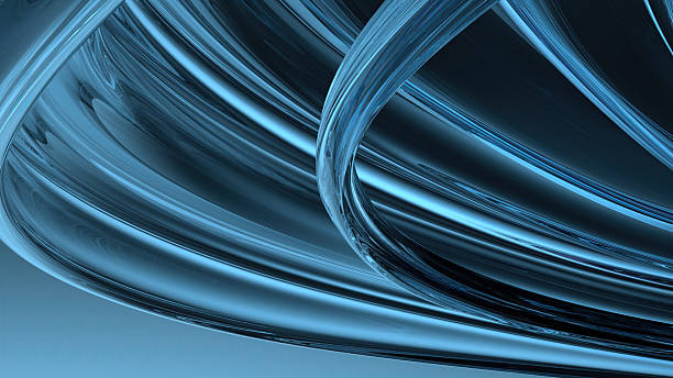 istock Blue Glass Wavy Board Dark Background Contemporary Luxury Curve Elegant Modern 3D Rendering Abstract Background 2203252620