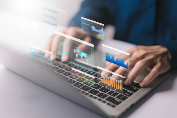 istock Businessman analysis shows a digital dashboard chart of the financial database. concept of business management, analytics market 2203252791