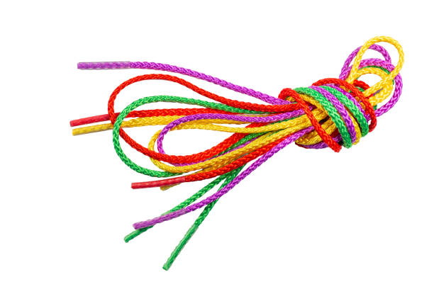 istock A bundle of colorful ropes isolated on a white background. 2203253350