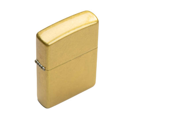 istock Windproof gasoline lighter made of brass. Isolate on a white background. 2203254062