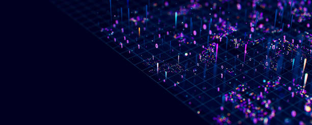istock Macro of quantum computing technology. Digital patterns of big data. Microworld of LLM AI learning process. Nano technology presentation. 3d render illustration 2203254469