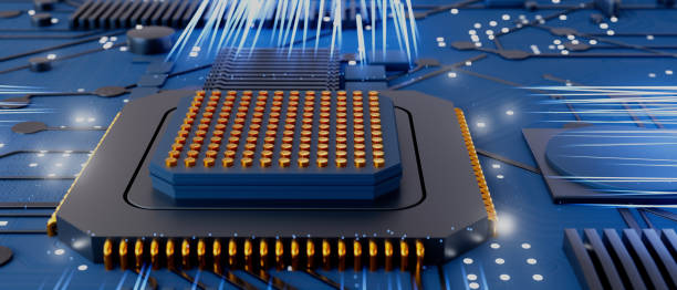 istock A computer motherboard chip is shown in a blue background with a bright light shining on it 2203255872