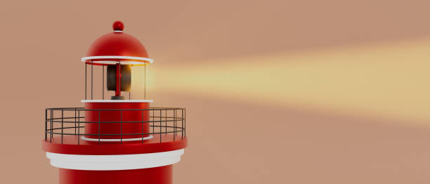 istock Minimalistic model of a lighthouse on a beige background, a symbol of navigation, stability and safety. 2203255879