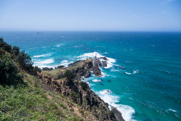 Elevated view looking out to sea from Cape Byron, Byron Bay.