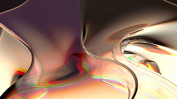 istock An elegant and modern 3D rendering of an abstract background that expresses the artistic beauty of warm-colored rainbow refracted light through glass with contemporary curves. 2203257704