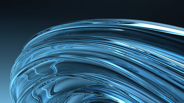 istock Blue glass wavy plate dark background luxury delicate Elegant Modern 3D Rendering abstract background 2203258065