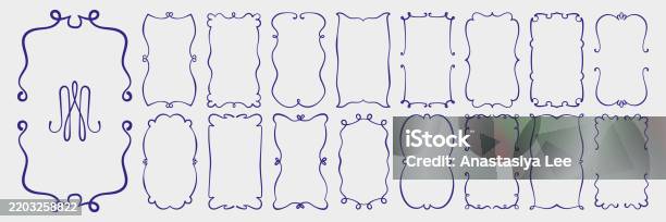 Ilustración de Hand Drawn Outline Frame Set Rectangular Oval Shape ...