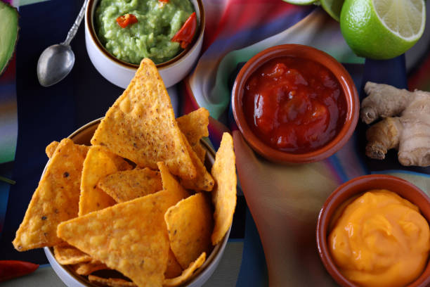 Mexican appetizer with Nachos and Guacamole
