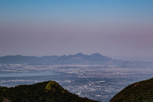 The above view shows the metropolitan area of Rio de Janeiro affected by smog pollution.