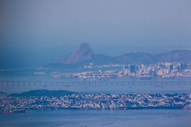 The famous area of Rio de Janeiro is visible in the above view, which shows the effects of smog pollution.