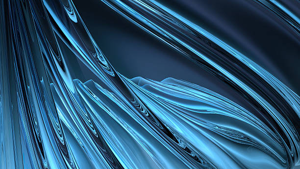 istock Blue glass wavy plate Delicate luxury drawn by dark background curves Elegant and modern 3D Rendering abstract background 2203262241
