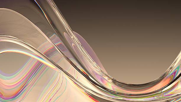 istock An elegant and modern 3D rendering of an abstract background that expresses the artistic quality of warm-colored rainbow refracted light through glass with contemporary artistic curves. 2203270835