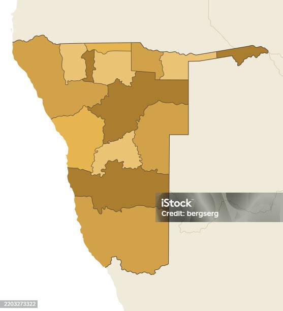Namibia Map Image High Detailed Namibia Map With Regions And National Borders Stock ...