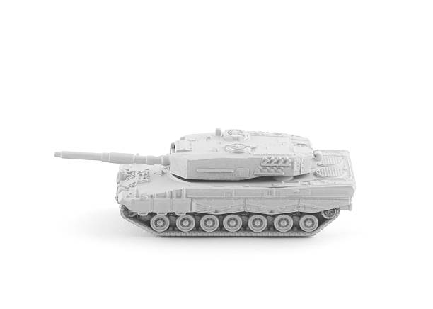 Modern white tank toy miniature isolated on white background with clipping path
